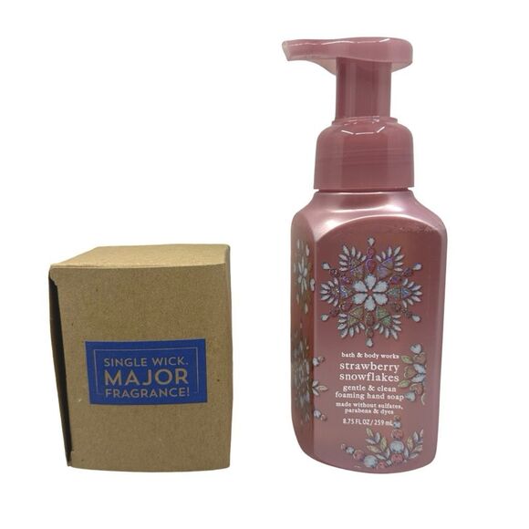 Bath & Body Works Strawberry Snowflakes Foaming Hand Soap & Candle Set - Picture 6 of 6